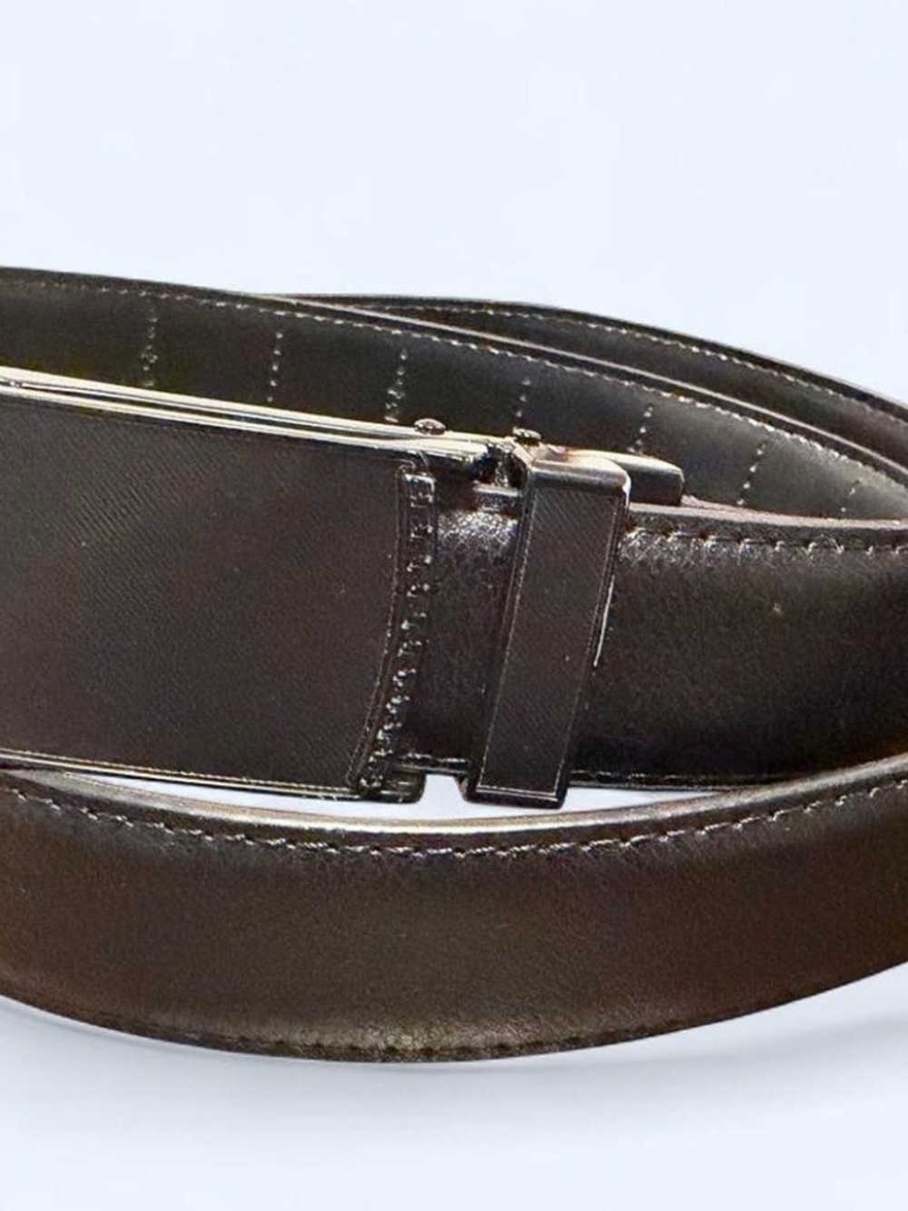 Men's Black Leather Dress Belt - Classic Formal Style